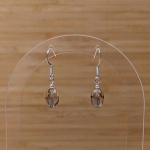 Handcrafted Brand New Dainty Light Brown Glass Bead Earrings